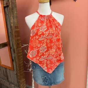 We The Free Floral Bandana Halter Top - Coral